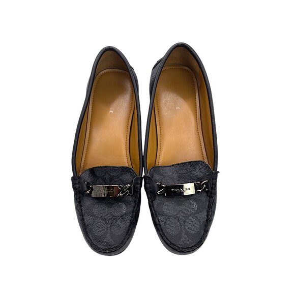 Coach Olive Signature Chain Loafers Black Monogram Canvas Size 9B - Picture 3 of 13